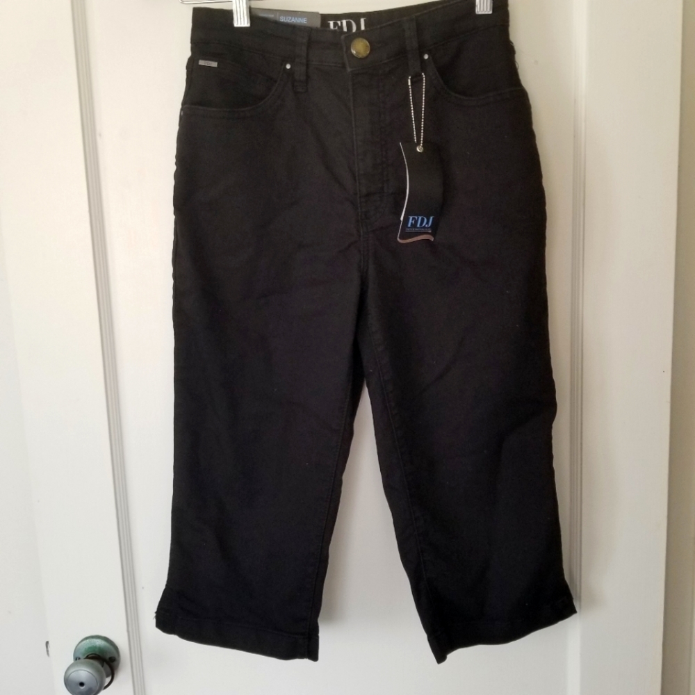 NWT French Dressing Jeans "Suzanne" Womens Black High Rise Cropped Pants Size 6